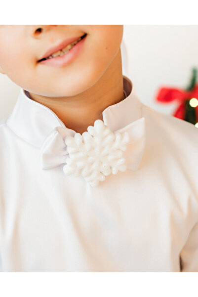 fustite cu luminite Λευκό παπιγιόν με νιφάδες χιονιού, για γιορτή