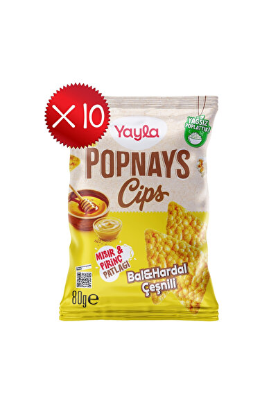 Yayla Popnays Cips Bal ve Hardal Çeşnili Mısır ve Pirinç Patlağı 80 g x10