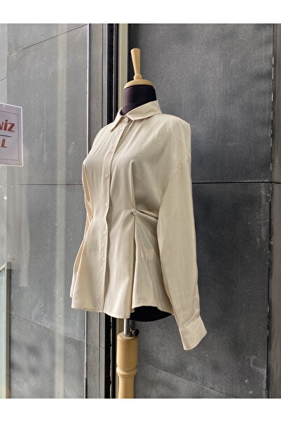 PERA MODA Waist Button Detailed Modal Shirt