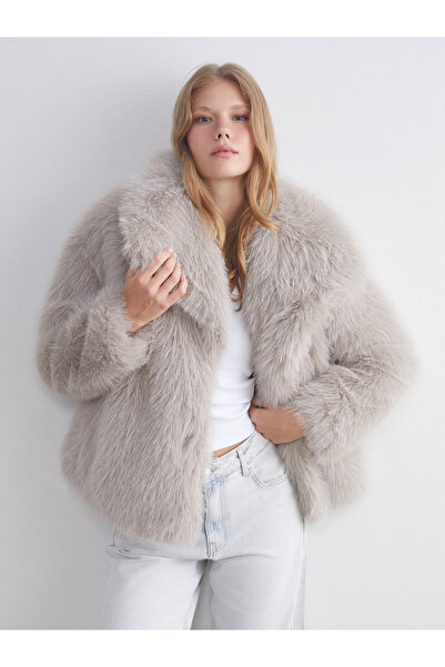LC Waikiki Jacket Neck Women's Fur Coat