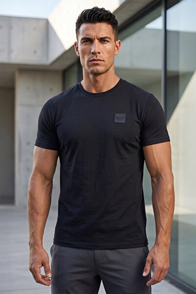 REMSA Ανδρικό βαμβακερό μπλουζάκι 2002 Μαύρο