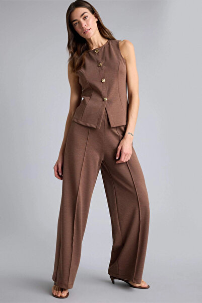 DeFacto H5403AXBN271 Καφέ Παντελόνι με φαρδιά μπατζάκια