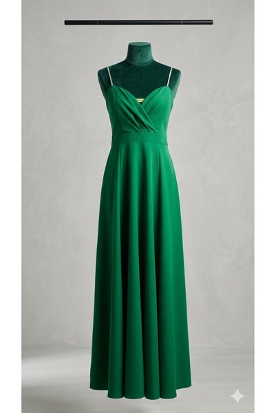 Sublime Butik فستان سهرة طويل من الكريب باللون الأخضر الزاهي مع حزام من الأحجار اللامعة وفتحة جانبية