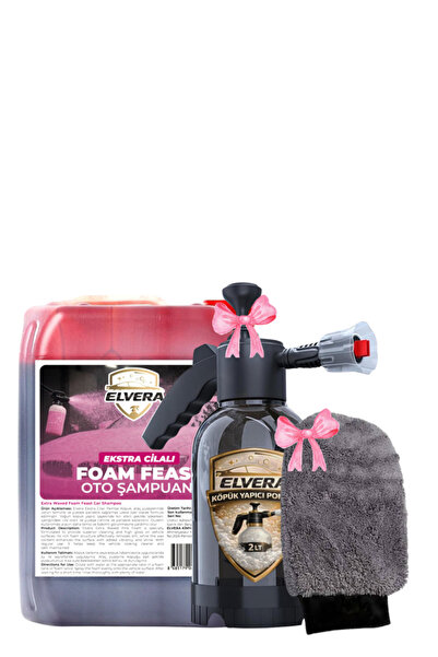 ELVERA Ekstra Cilalı Oto Şampuanı- Pink 5 Kg| Pompa ve Eldiven Hediyeli