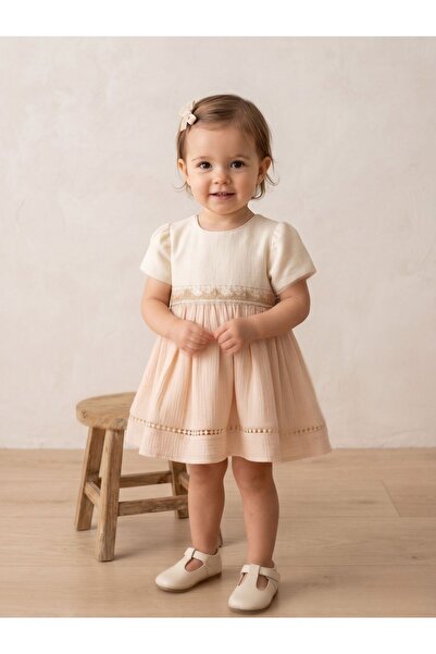Cherrys Bebek Bohemian Baby Dress with Ethnic Embroidery Detail