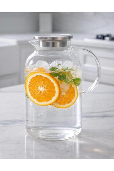 RASHA COLLECTION DELI GLASS Metal Kapaklı Sürahi