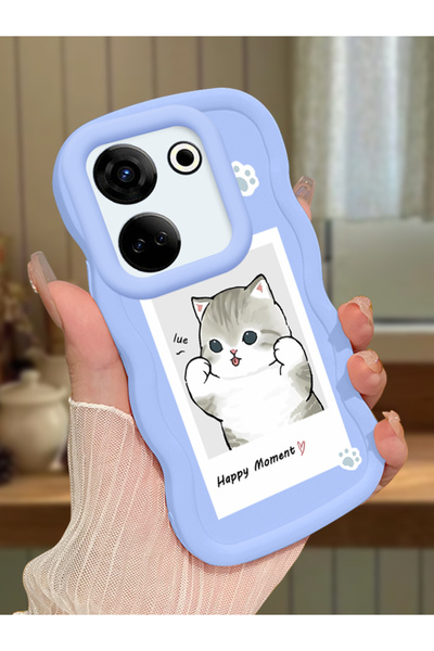 ucuc Tecno Camon 20 Pro 4G Uyumlu Mavi Silikon Kılıf Kamera Korumalı Darbe Em...