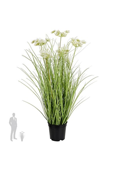 Roberto Rossi Iarba artificiala Onion 60 cm cu 5 flori de morcov albe