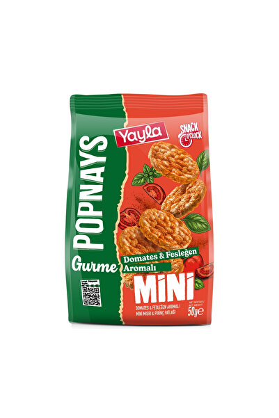 Yayla Popnays Gurme Domates ve Fesleğen Aromalı Mini Mısır ve Pirinç Patlağı 50 g x3