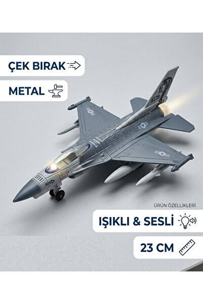 LRS STORE Süper Gerçekçi F-16 Savaş Uçağı Oyuncak - Metal Çek Bırak Model - I...
