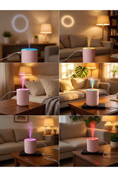 UMAY HOME 300 ml Ulrasonik Ledli Hava Nemlendirici Buhar Makinesi Ve Aroma Di...