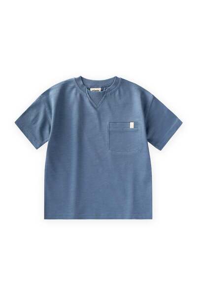 Cigit Μπλουζάκι με λεπτομέρεια στο γιακά, για ηλικίες 2-12 ετών, σε μπλε ινδι...