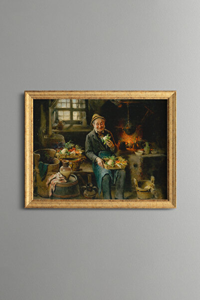 epiqart Vegetable Vendor - Vintage Patterned Frame - Slim Model