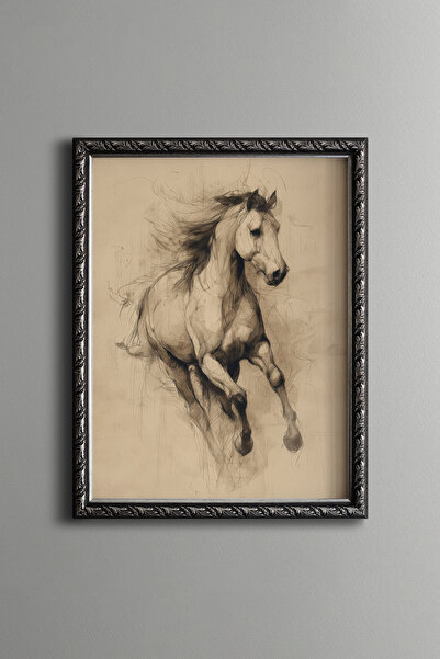 epiqart رسم حصان جارججج بسرعة - إطار بنمط عتيق - نموذج نحيف