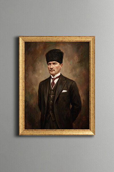 epiqart Atatürk Portresi - Vintage Desenli Çerçeve - İnce Model