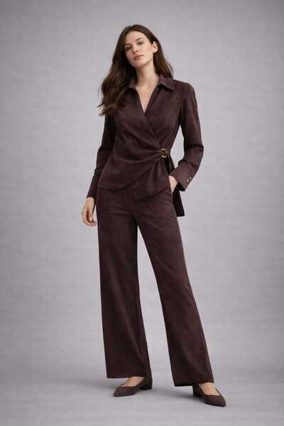 EGZOTİK ASORTİK Double-Breasted Blouse & Palazzo Pants Set
