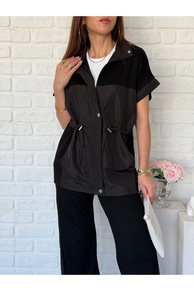 Goncalya Black short sleeve parachute modal set with drawstring