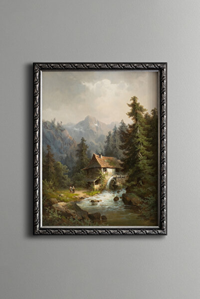 epiqart مطحنة مائية داخل الغابة - إطار بنمط عتيق - طراز نحيف