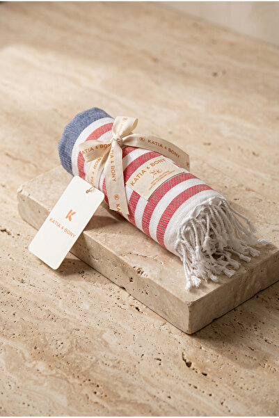 Katia&Bony Χοντρό ριγέ βαμβακερό πεστεμάλ σε μπλε ναυτικό χρώμα