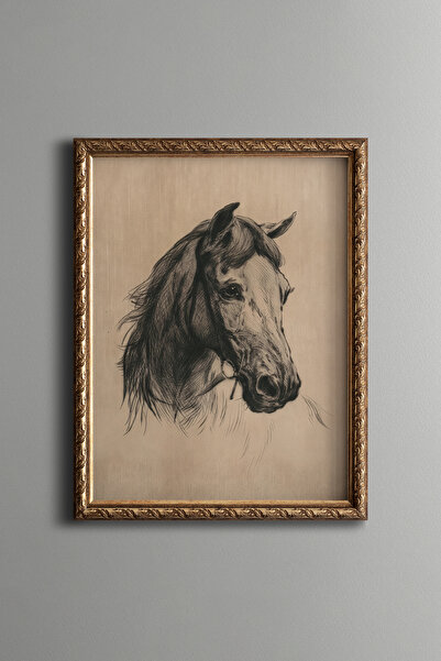 epiqart رسم تخطيطي لصورة حصان - إطار بنمط عتيق - نموذج رفيع
