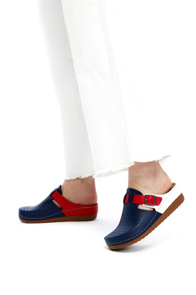 Fatex Anatomical Sole Navy Blue Red White Color Home Hospital Doctor Nurse Sabo Slippers
