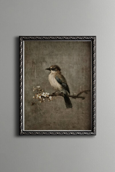 epiqart Bird on a Flower Branch - Vintage Patterned Frame - Slim Model
