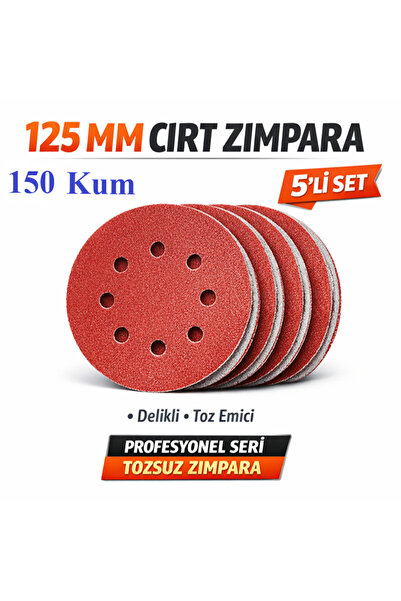 Venoa 125 mm Cırt Zımpara Kağıdı 5 Adet – 8 Delikli Disk, Ahşap & Metal Uyuml...