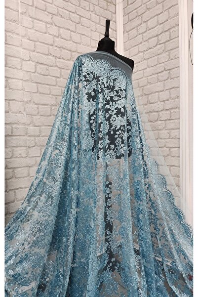TESATURI OUTLET Tulle albastru deschis cu glitter – material elegant pentru r...