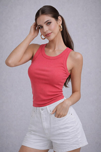 WILD BEE Women's Pink Camisole Zero Sleeve Crew Neck Cotton Undershirt