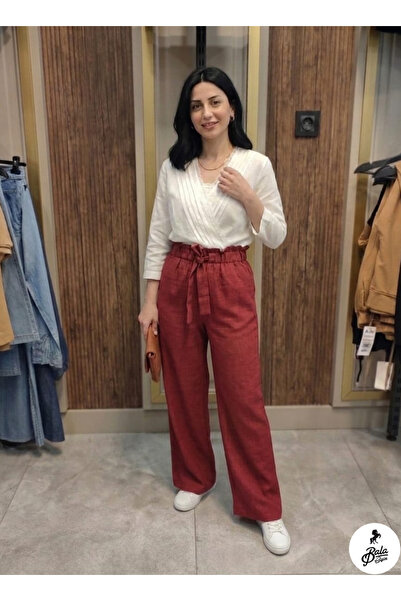 Bala Giyim Γυναικείο παντελόνι πεζοπορίας από ακατέργαστο λινό με ψηλή μέση κ...