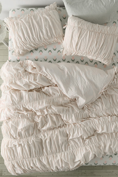 İQON Set cuvertură de pilota dublă plisată Bej