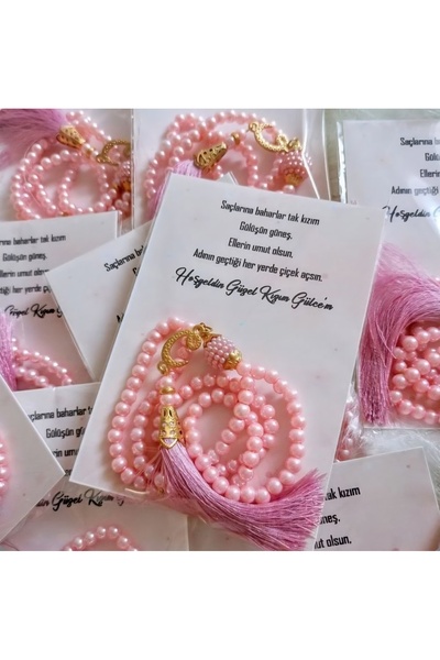 Hediye Atölyem 20 Pieces of Prayer Beads with Card Design and Pearls, Circumc...