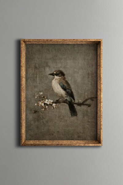 epiqart Bird on a Flower Branch - Vintage Patterned Frame - Slim Model