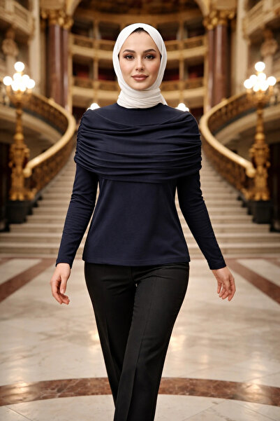 PİNK FLY Ντραπέ Μπλούζα με Λαιμόκοψη Βάρκα και Υφή Άμμου