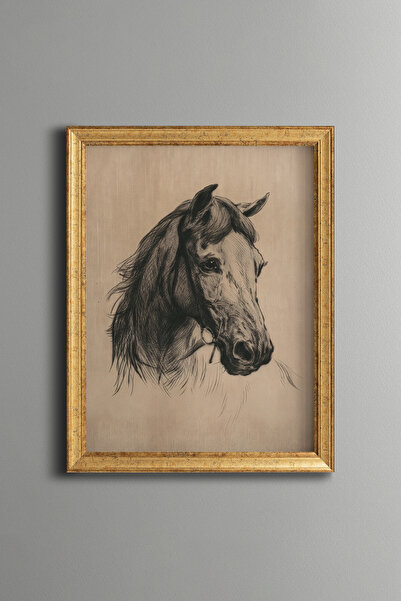 epiqart رسم تخطيطي لصورة حصان - إطار بنمط عتيق - نموذج رفيع