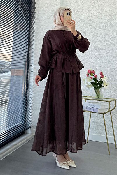 MELEK ARAZ Σετ Φούστας από Τούλι Parla Εισαγόμενο Premium – Καφέ