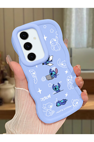 Samsung Galaxy S24 FE Compatible Blue Silicone Case Camera Protected Shock Absorbing Design Stitch