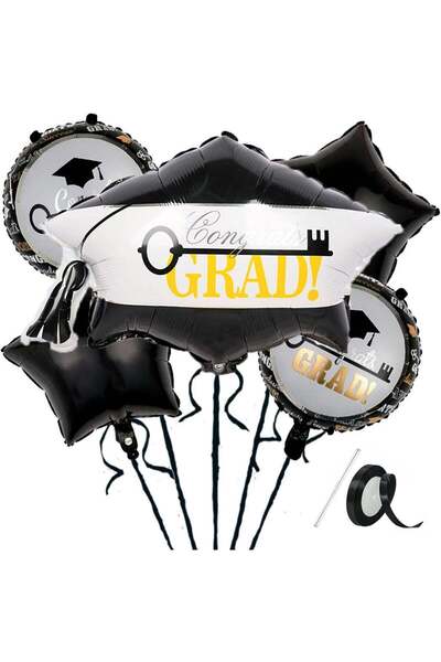Generic 5-Piece Decorative Graduation Party Celebration Inflatable Foil Ballo...