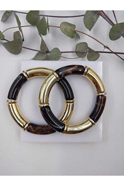 Yaseminli Butik Brown Gold Detailed Elastic Bracelet
