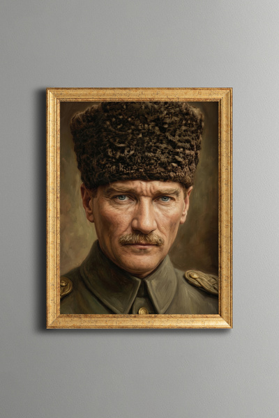 epiqart Atatürk Portresi - Vintage Desenli Çerçeve - İnce Model