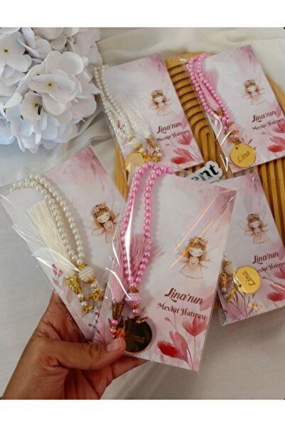 Hediye Atölyem 30-Piece Prayer Beads with Card Design and Pearls, Suitable fo...
