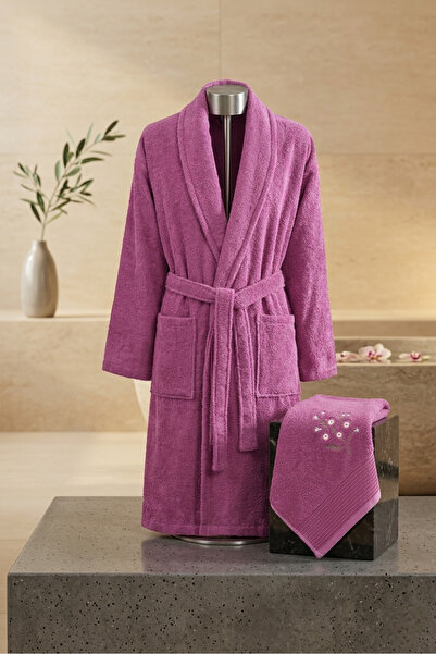 VENTİ VENTİSCA Σετ μπουρνούζι και πετσέτες μαλλιών Vinera με βαμβακερή υφή Un...