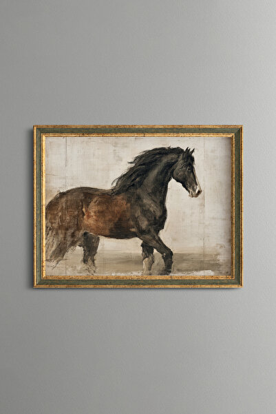 epiqart Noble Horse Figure - Vintage Patterned Frame - Slim Model