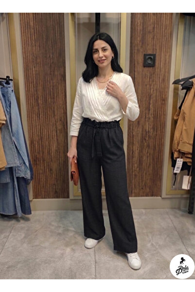 Bala Giyim Γυναικείο παντελόνι πεζοπορίας από ακατέργαστο λινό με ψηλή μέση κ...