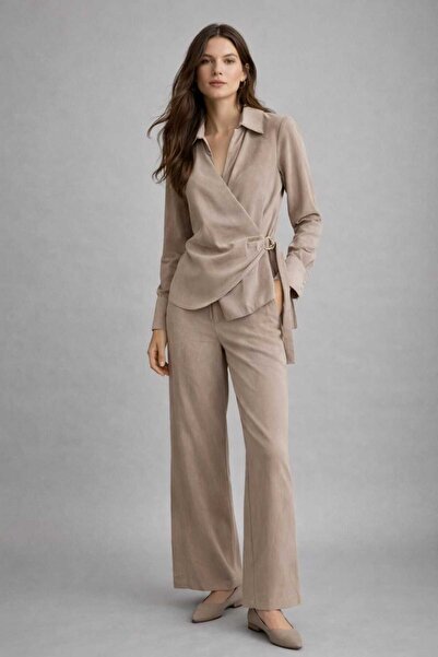 EGZOTİK ASORTİK Double-Breasted Blouse & Palazzo Pants Set