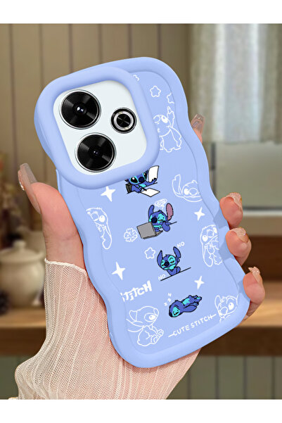 Redmi 13/13X Compatible Blue Silicone Case Camera Shock Absorbing Design Stitch