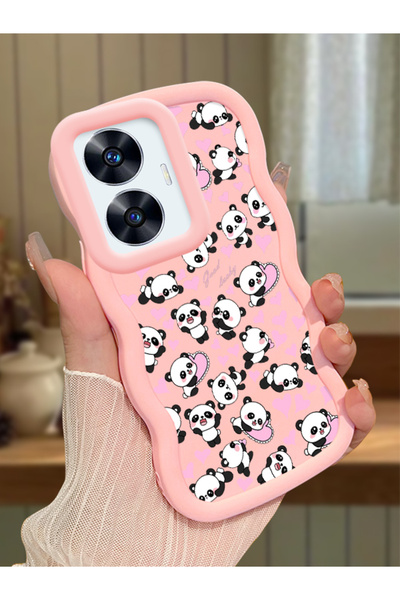 Hontinga Realme C55 Compatible Shockproof Simple Pink Silicone Phone Case Pan...