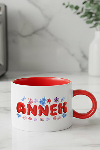 giftkonsept White Mini Tea Cup Mug with Flowers and Mom Printed on It, Specia...