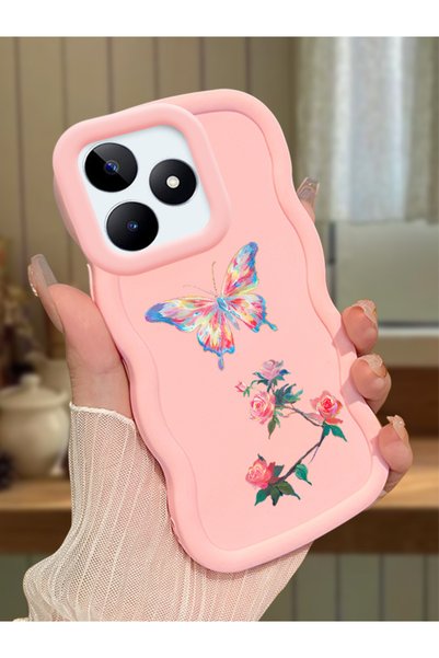 Hontinga Realme Note 50 Compatible Shockproof Simple Pink Silicone Phone Case...