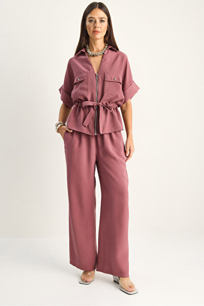 Bianco Lucci Women's Adjustable Waist Detailed Short Sleeve Vest Elastic Wais...